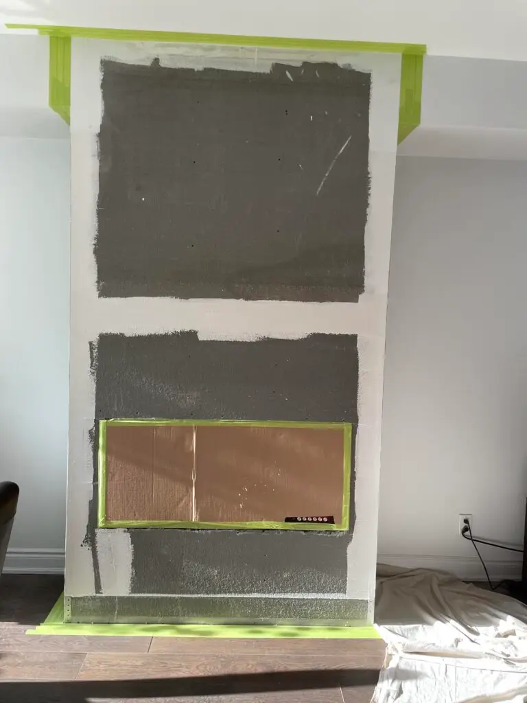 Faux Concrete Fireplace Finish in Oakville — feature wall